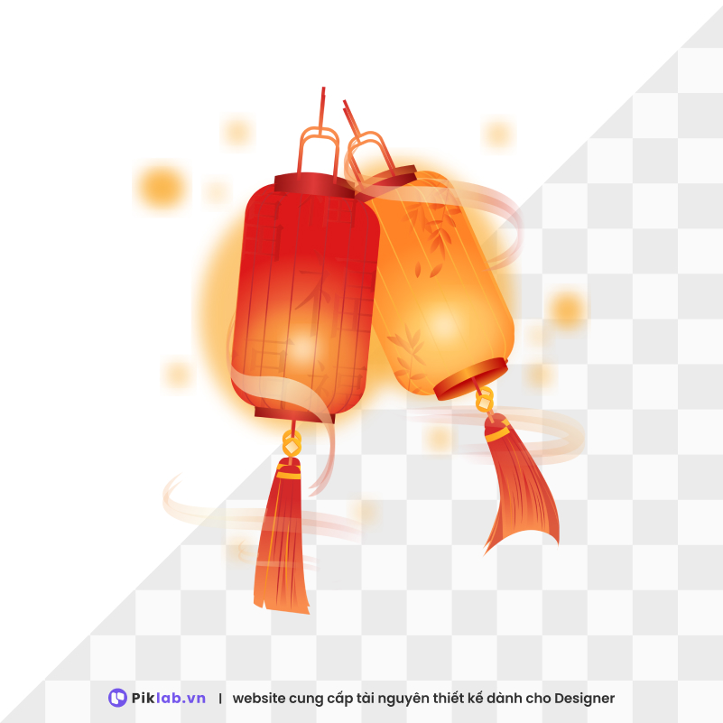 Design resource watercolor lantern happy new year tet holiday isolated on transparent đèn lồng PNG tết